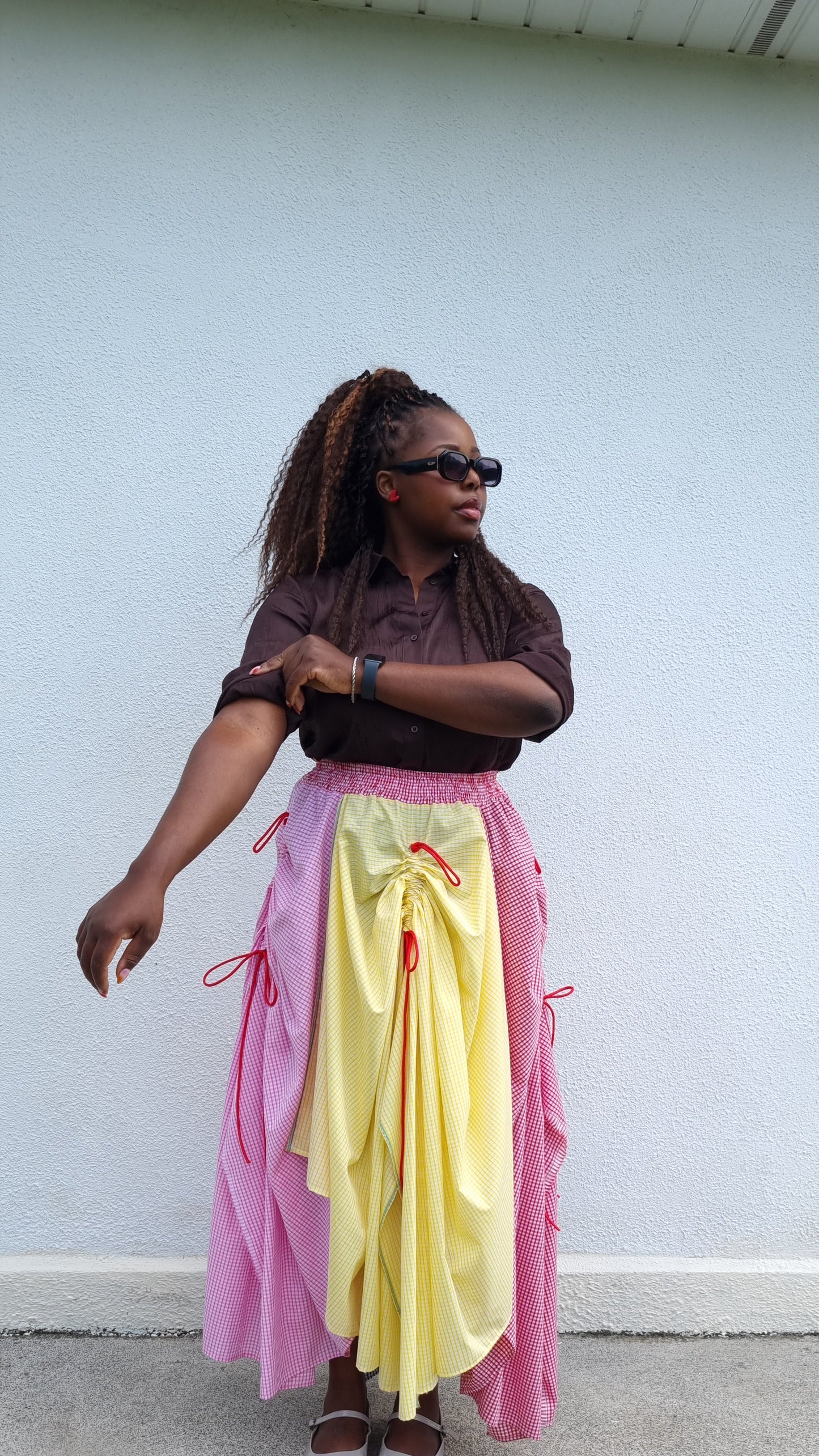 Ruched Multicolour Maxi skirt