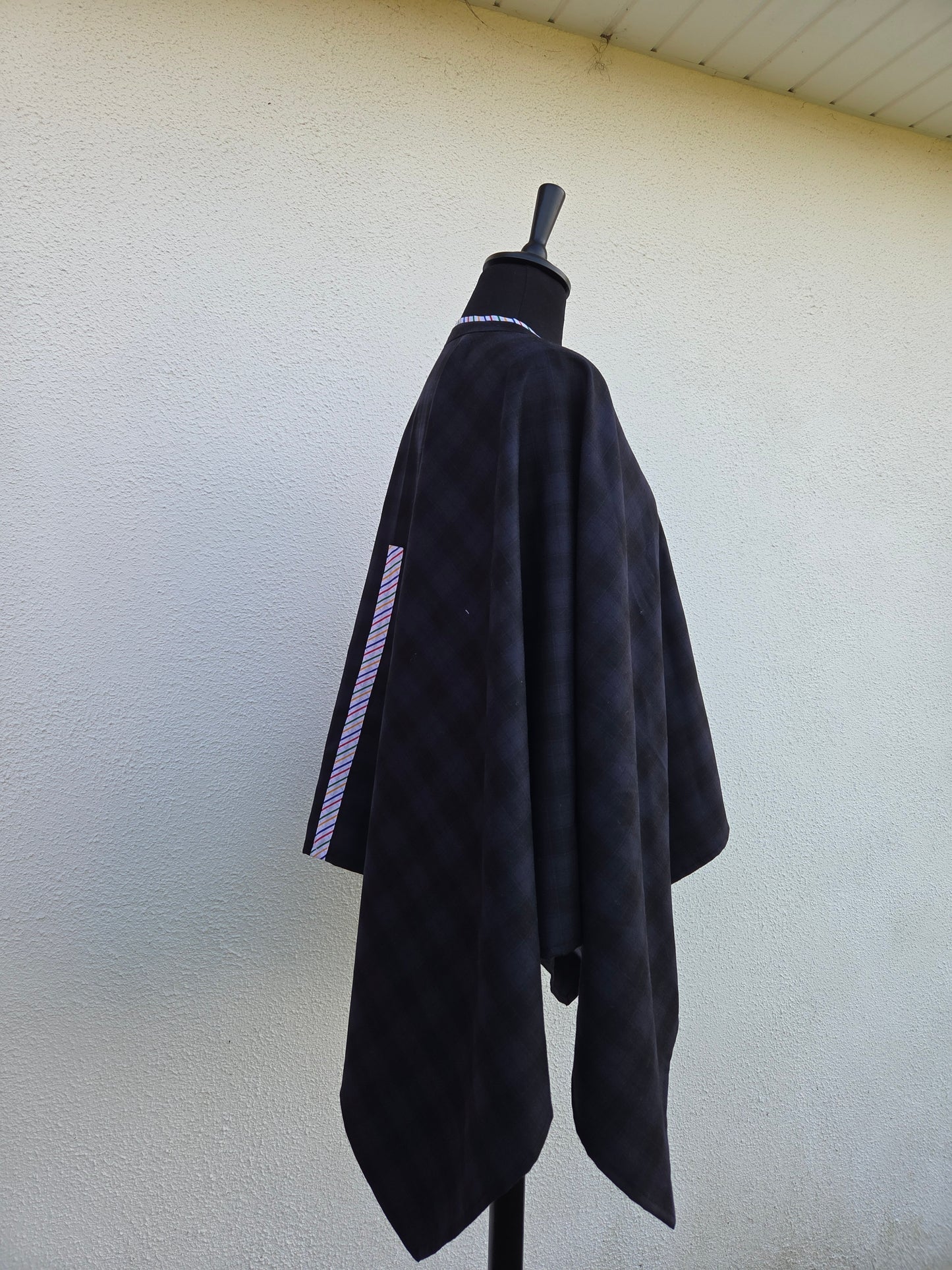 Short Navy Wool Cape