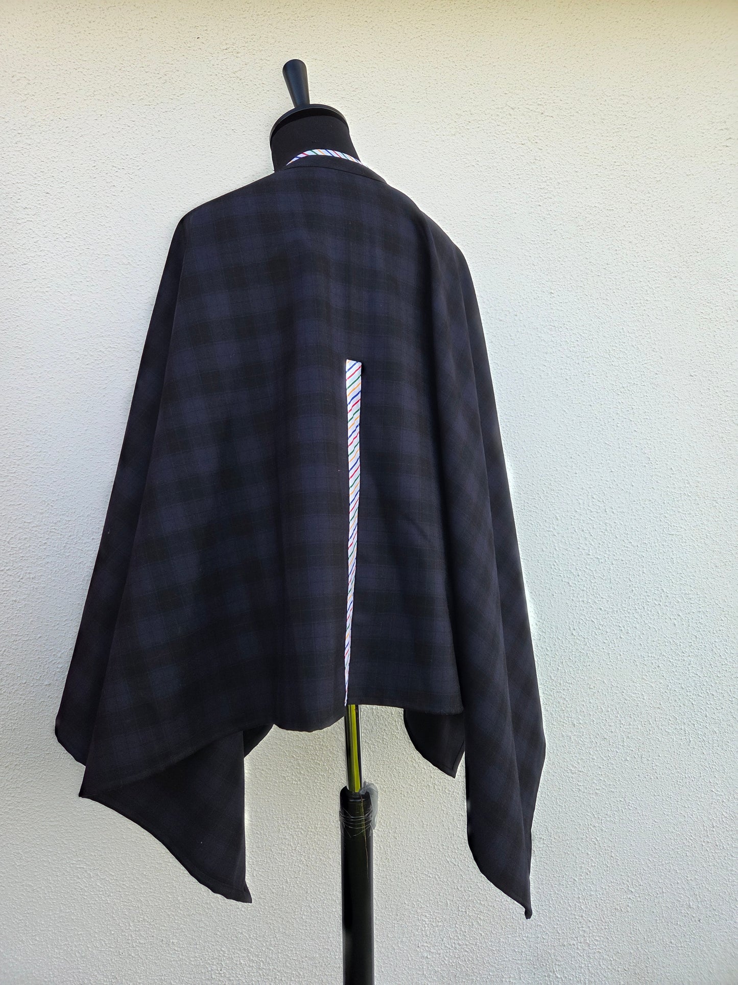 Short Navy Wool Cape