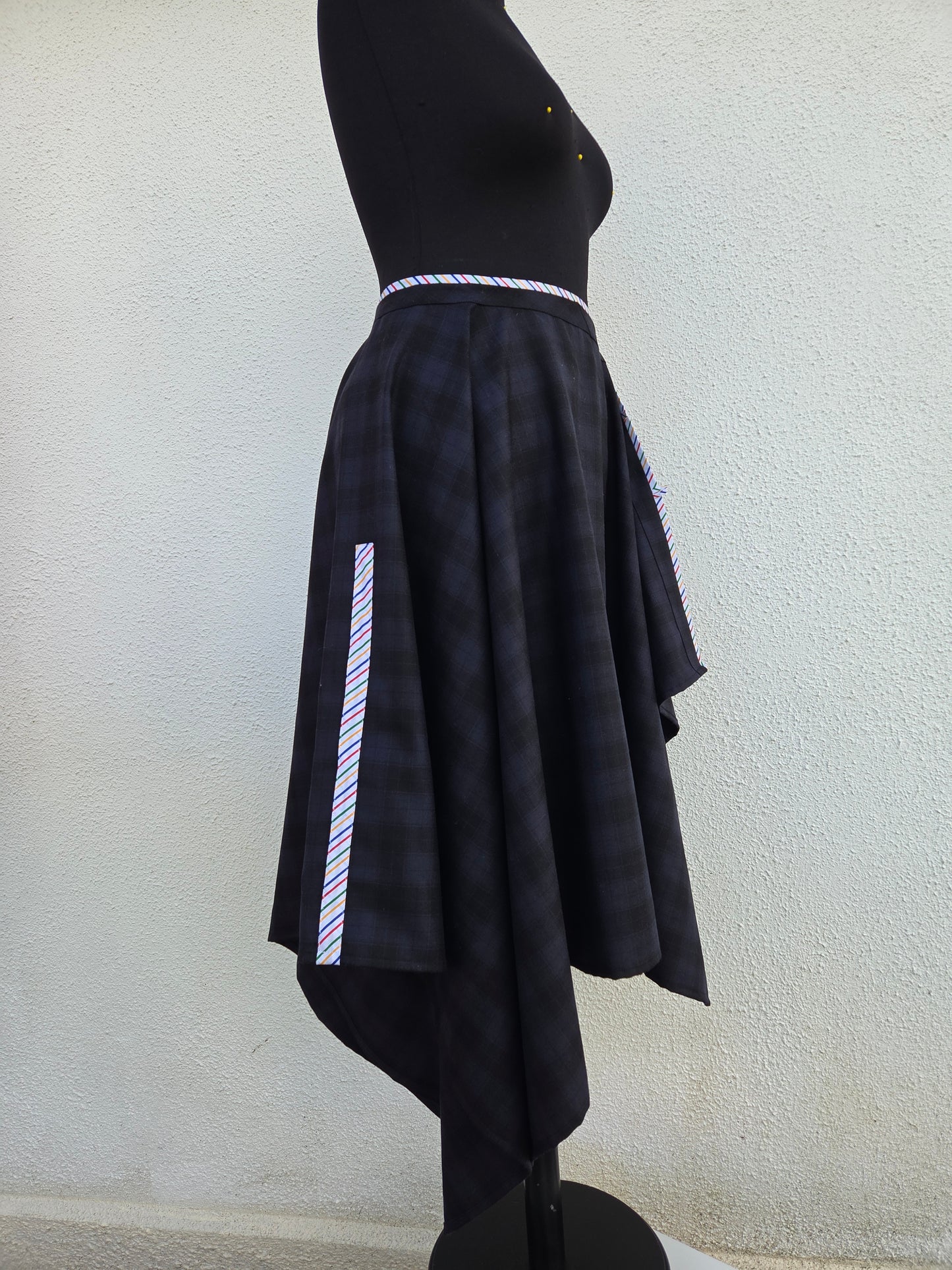 Short Navy Wool Cape